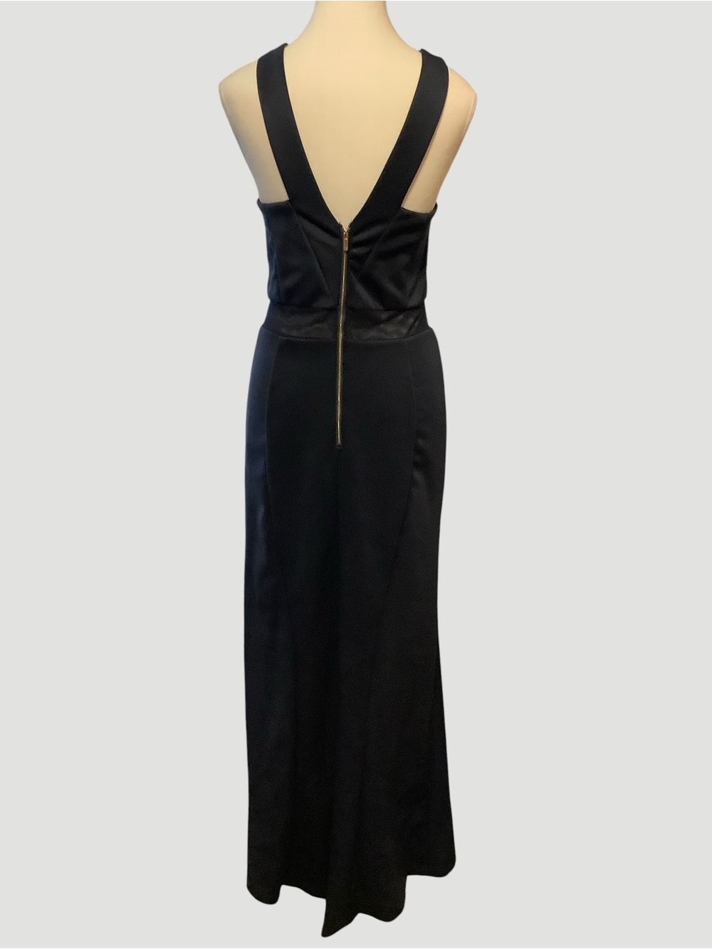 Le Château Navy Blue Mesh Insert Maxi Dress Size M - Picture 3 of 13